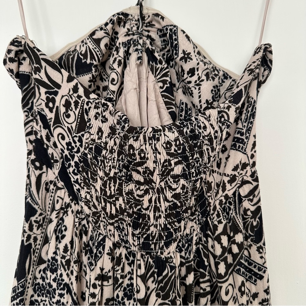VICI Boho Halter Maxi‎ Dress Babydoll Black Cream Floral Resort Wear Beachy S - Picture 10 of 16